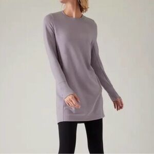 Athleta Coaster Luxe Sweatshirt Dress in Starlily Violet Size Medium